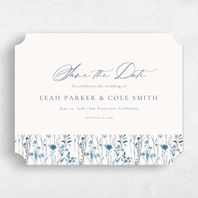 Blue Ticket Wedding Save the Date - Agave Landscape