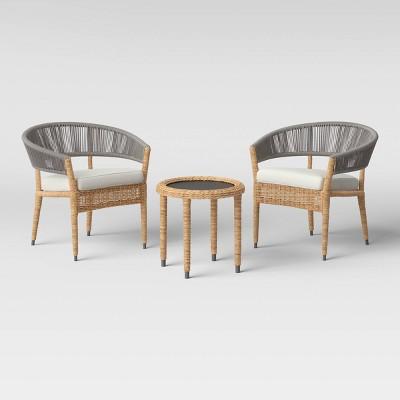 Wicker &#38; Rope 3pc Patio Chat Set - Linen - Project 62&#8482;