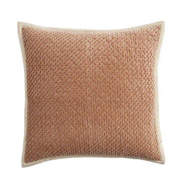 Cross Stitch Velvet Quilted Sham, Rosewood, Euro