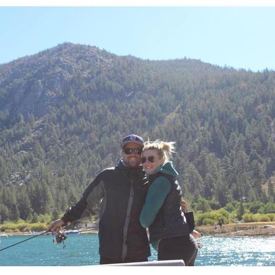 Greg and Kate on a windy day in Mammoth