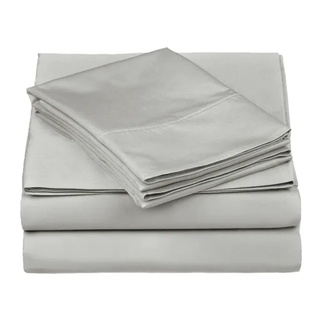 Luxury Egyptian Quality Cotton 530 Thread Count Solid Deep Pocket Bed Sheet Set, Split King, Platinum - Blue Nile Mills