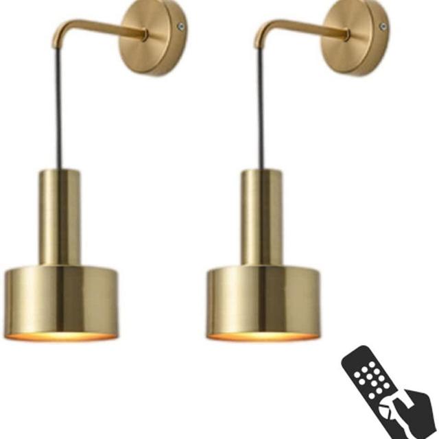 GYY Battery Operated Wall Lights Indoor with Remote,2 Pieces of Bedroom Bedside Chandelier Gold Warm Light