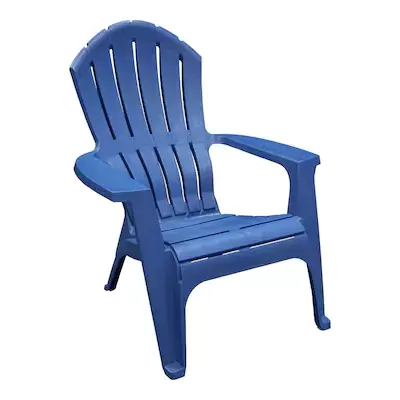 Adams Manufacturing RealComfort Stackable Blue Plastic Frame Stationary Adirondack Chair(s) with Solid Seat