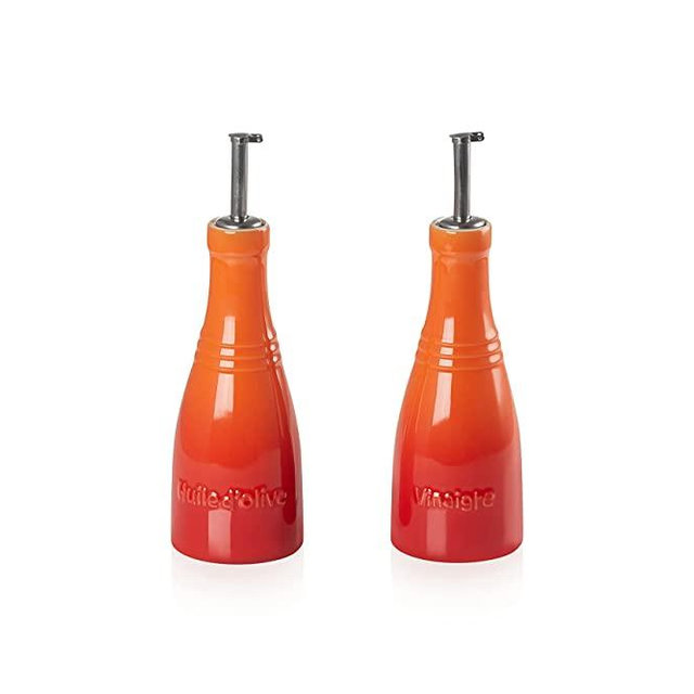 Le Creuset Stoneware Oil and Vinegar Set, Orange Flame