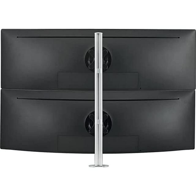 Atdec AWMS-2-LTH75-H-S Dual Stack Heavy Monitor Desk Mount - Flat and Curved up to 49in - VESA 75x75, 100x100 - Tool-Free Adjustable Monitor Height, tilt, pan - Quick Display Release