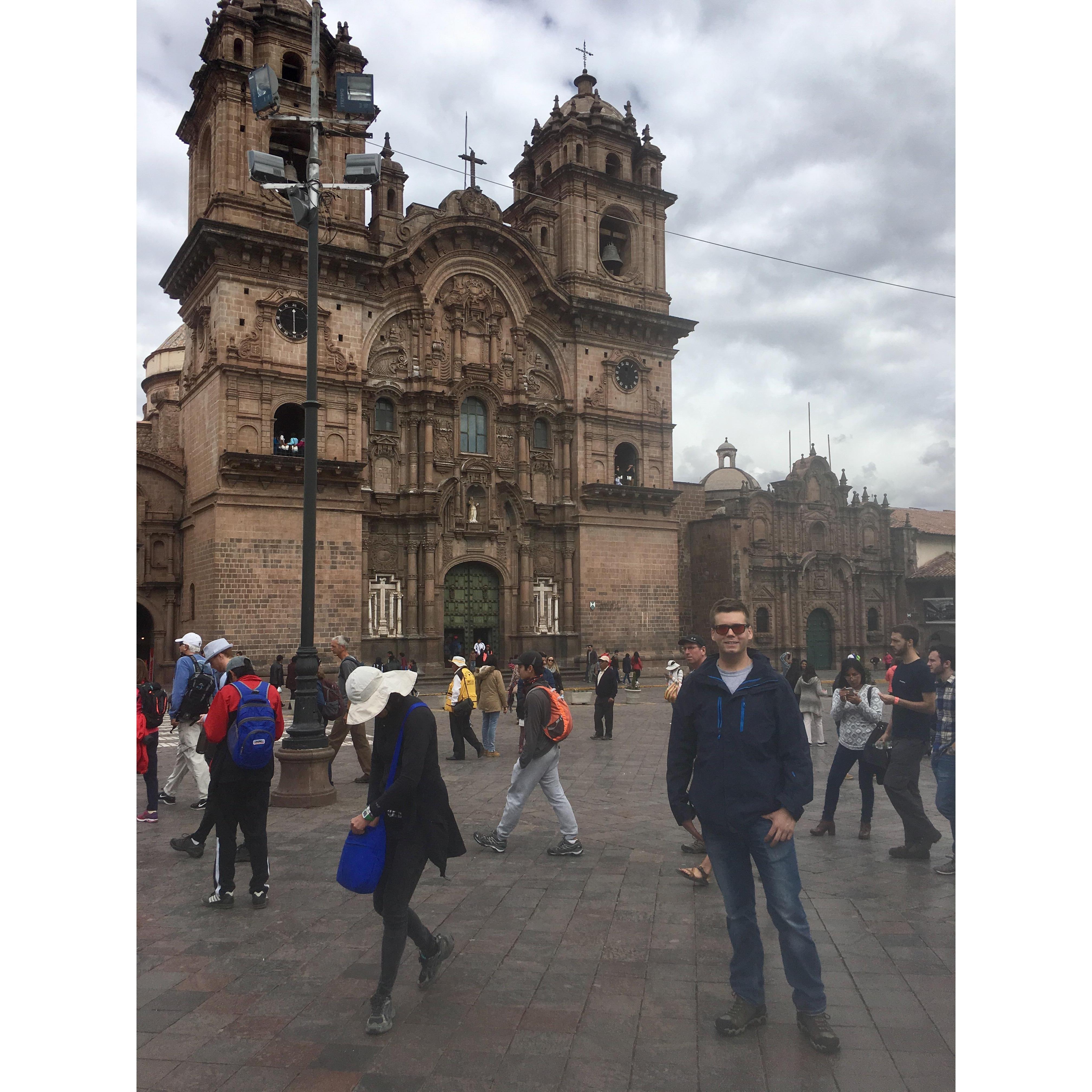 July 2017 - Jack outside of the Iglesia de la Compania de Jesus. Situated in the Plaza de Armas in Cusco, Peru.