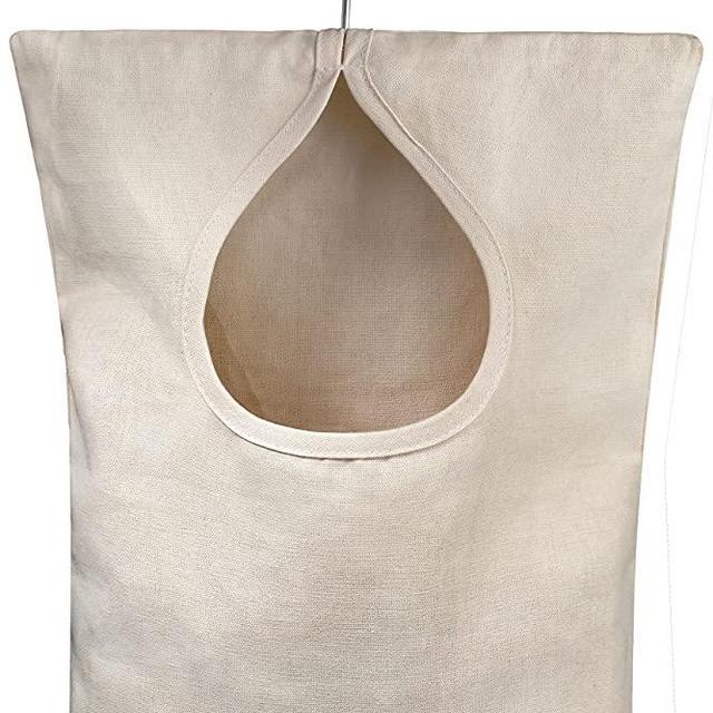 Handy Laundry Clothespin Bag - 11" x 15" - Holds 100 Medium-Sized Clothes Pins, Durable Canvas Material, Hook for Hanging and Effortlessly Sliding on The Clothesline with an Extra-Large Opening.