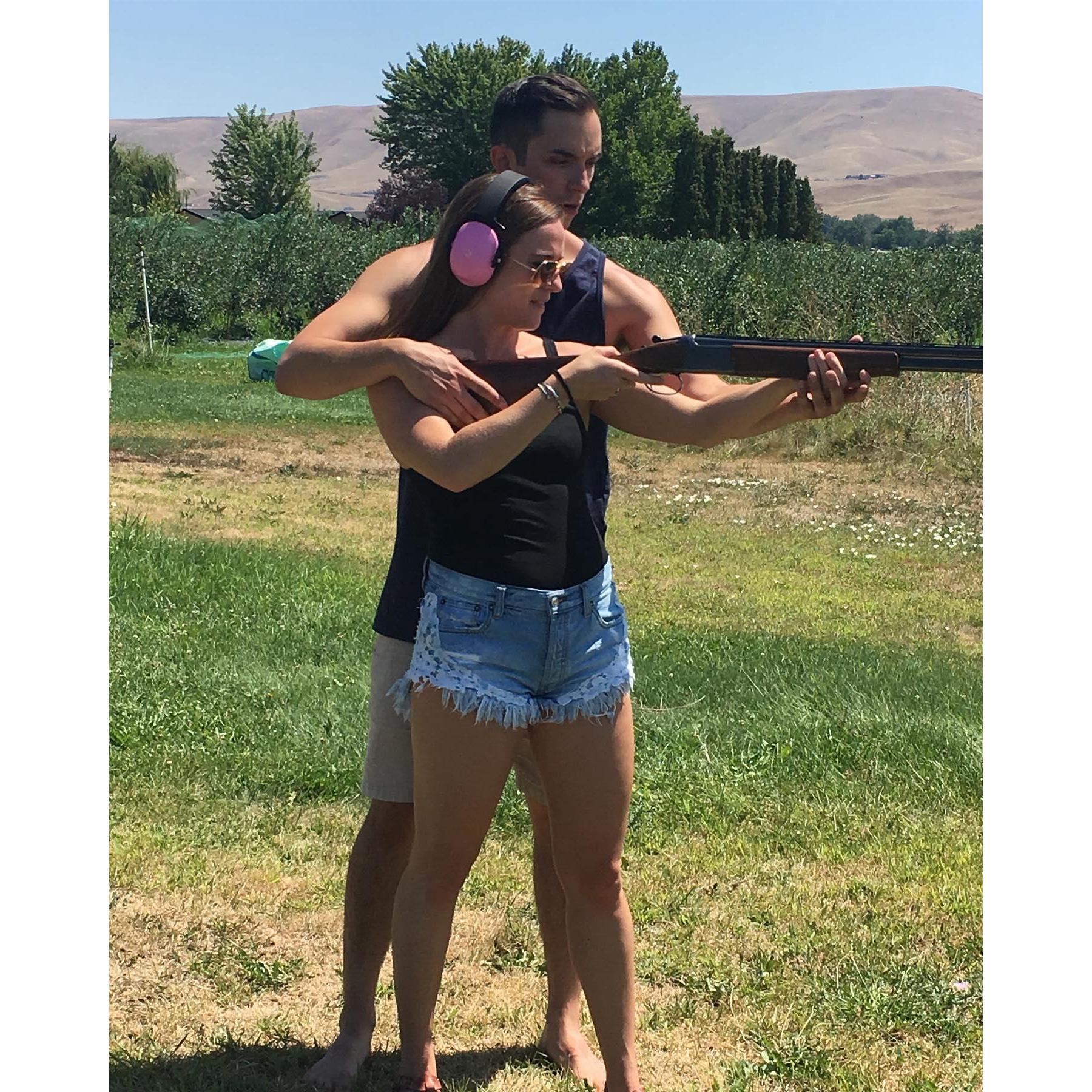 A fun weekend visiting Jordan's family's blueberry farm and learning how to shoot properly.