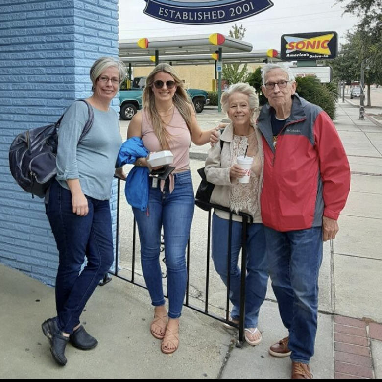 Rachel's Aunt Sarah, Mother Susan and Grandpa Tom. 2020.
