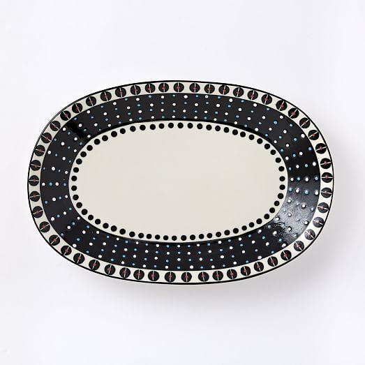 West Elm Potters Workshop Large Rectangular Platter - Black Dots