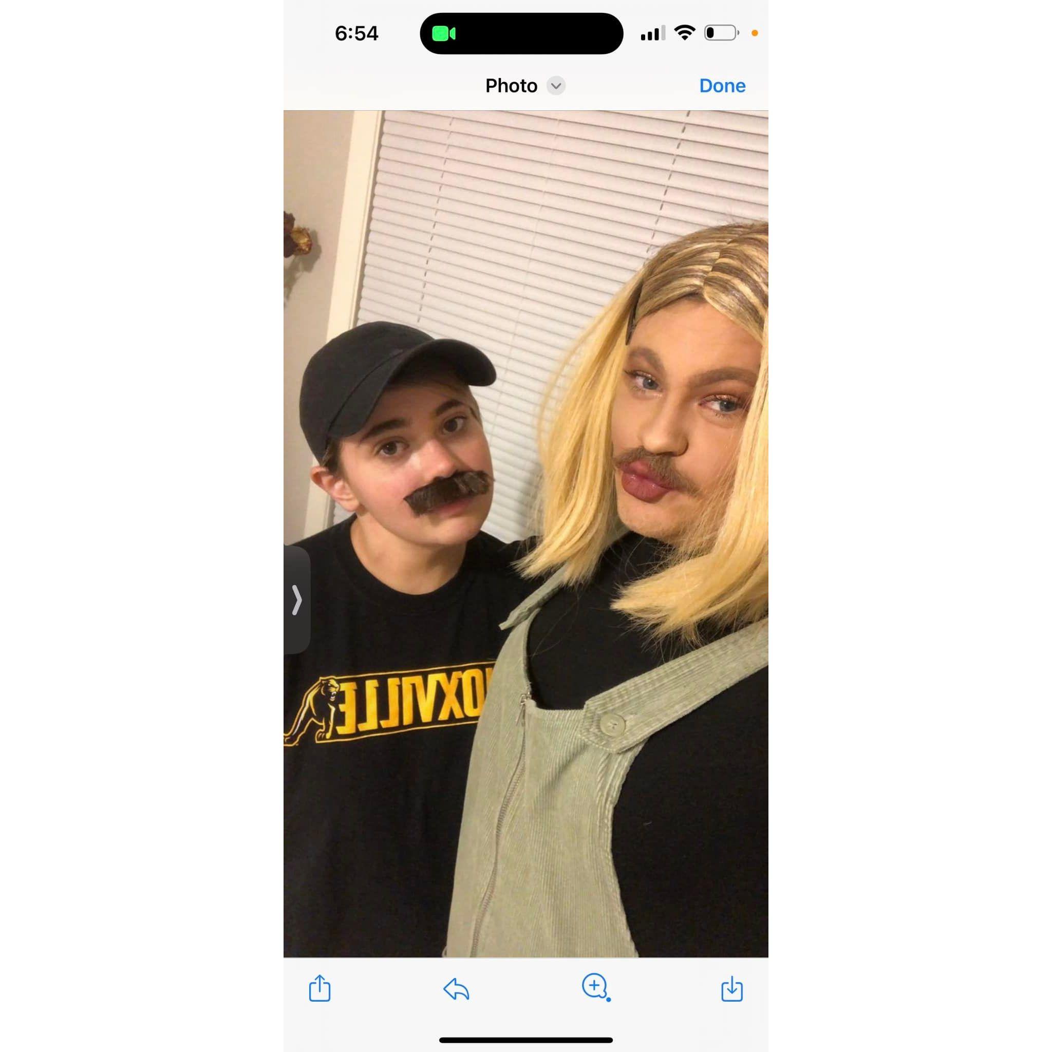 our first halloween together, we dressed up as each other