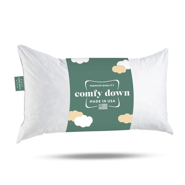 14x20 Decorative Throw Pillow Insert, Down and Feathers Fill, 100% Cotton Cover 233 Thread Count, Rectangle Pillow Insert - Made in USA (Single) (Single)