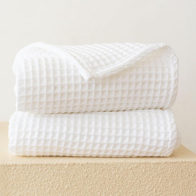 Viva Maison Premium Waffle Bath Towels Pack of 2 Extra Large 35x71 inch - 100% Turkish Cotton, Waffle Weave, Quick Dry, Lint Free, Oversized, Thin Bath Sheet Towel (White, Set of 2 Bath Towels)