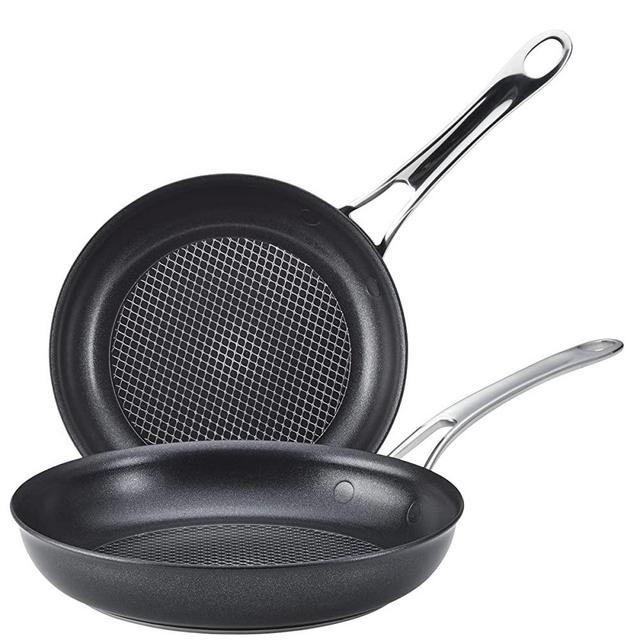 Anolon X Hybrid Nonstick Frying Pans / Skillet Set, 8.25 Inch and 10 Inch - Dark Gray