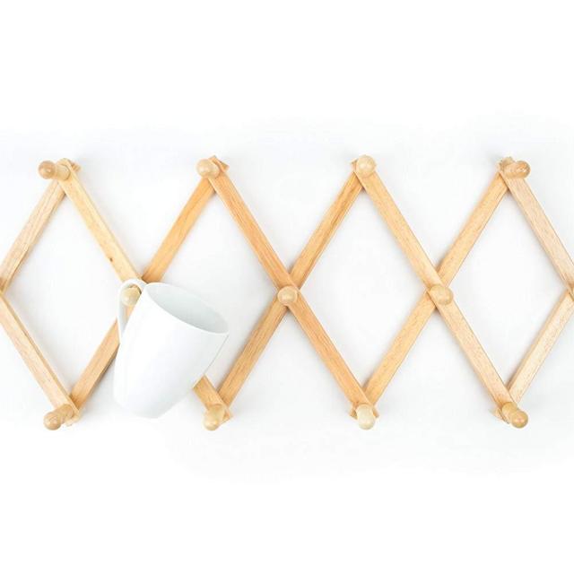 Fox Run Expanding Beechwood Coffee Mug Wall Rack