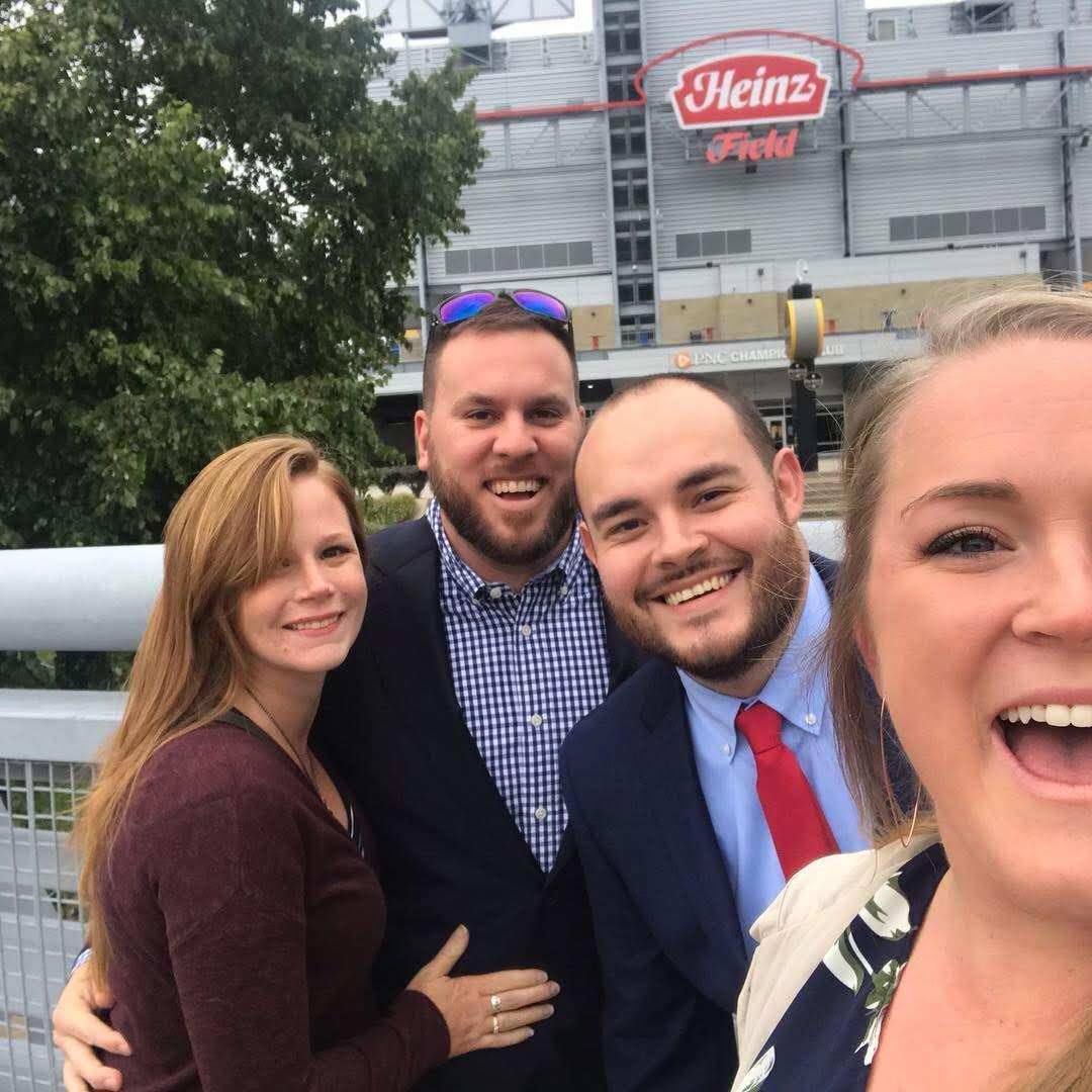 This is us with Dave's good friends at a wedding in Pittsburg! We all had so much fun dancing the night away!