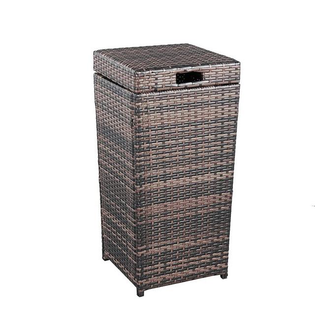 HomVent 26.7 Gallon Hideaway Can, Outdoor Wicker Trash Bin Rattan Patio Waste Basket with Lid, Wicker Recycling Basket Patio Trash Can for Backyard, Deck, Poolside