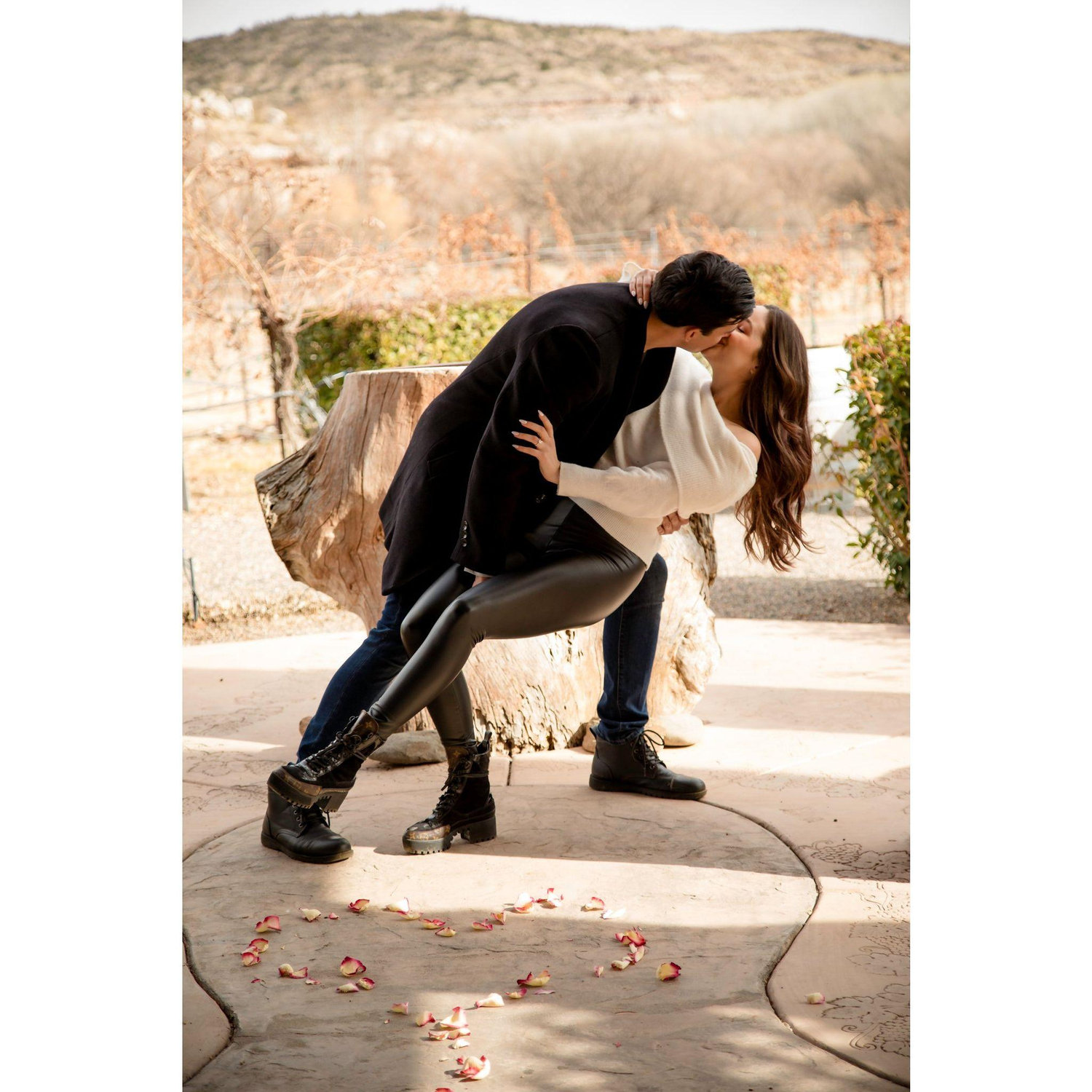 Right after getting engaged at a surprise pit stop on our way up to Flagstaff, AZ!