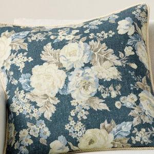 Cammi Floral Printed Pillow - Blue with Alternative Down