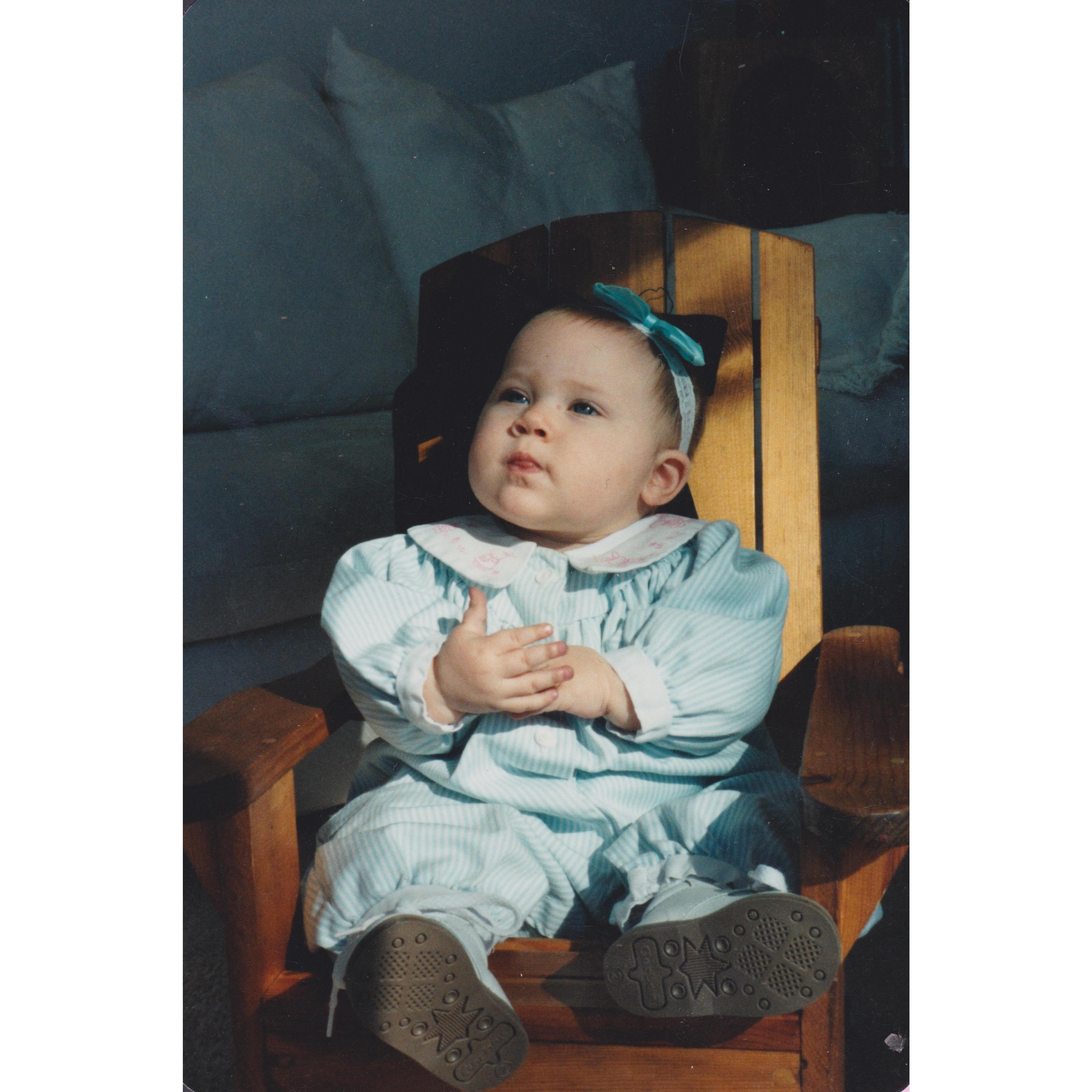 Baby Lindsey, looking extremely deep in thought about important 1 year old matters