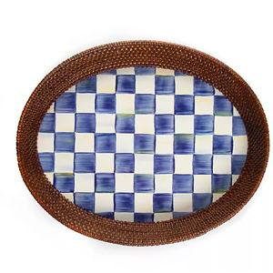 MacKenzie- Childs Rattan & Enamel Large Serving Tray