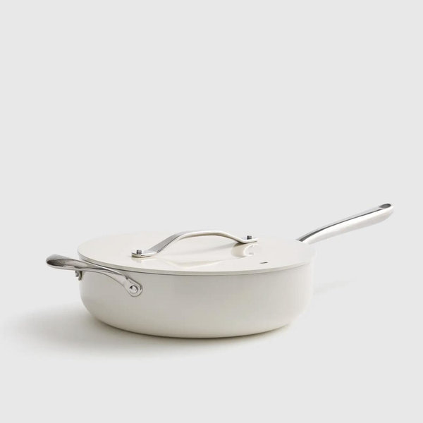 Ceramic Nonstick Saute Pan with Lid - Ivory