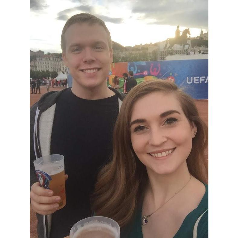 Catching a Euro Cup match from Place Bellecour in Lyon, France