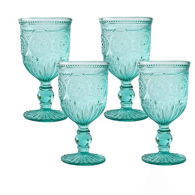 Romantic Wine Glasses Set of 4 - Vintage Goblet Glass Noble Glassware