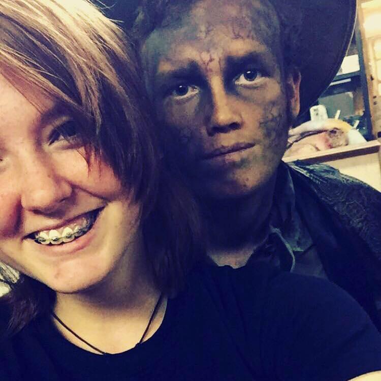 First picture of the couple at Folklore Haunted House. Meghan did Quentins makeup.