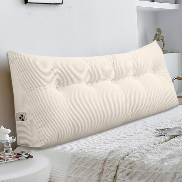 Shuyeon Wedge Pillow Headboard Triangular Bed Wedge Pillow for Headboard, Headboard Pillow Reading Pillow for Daybeds and Bunk Beds with Removable Velvet Cover