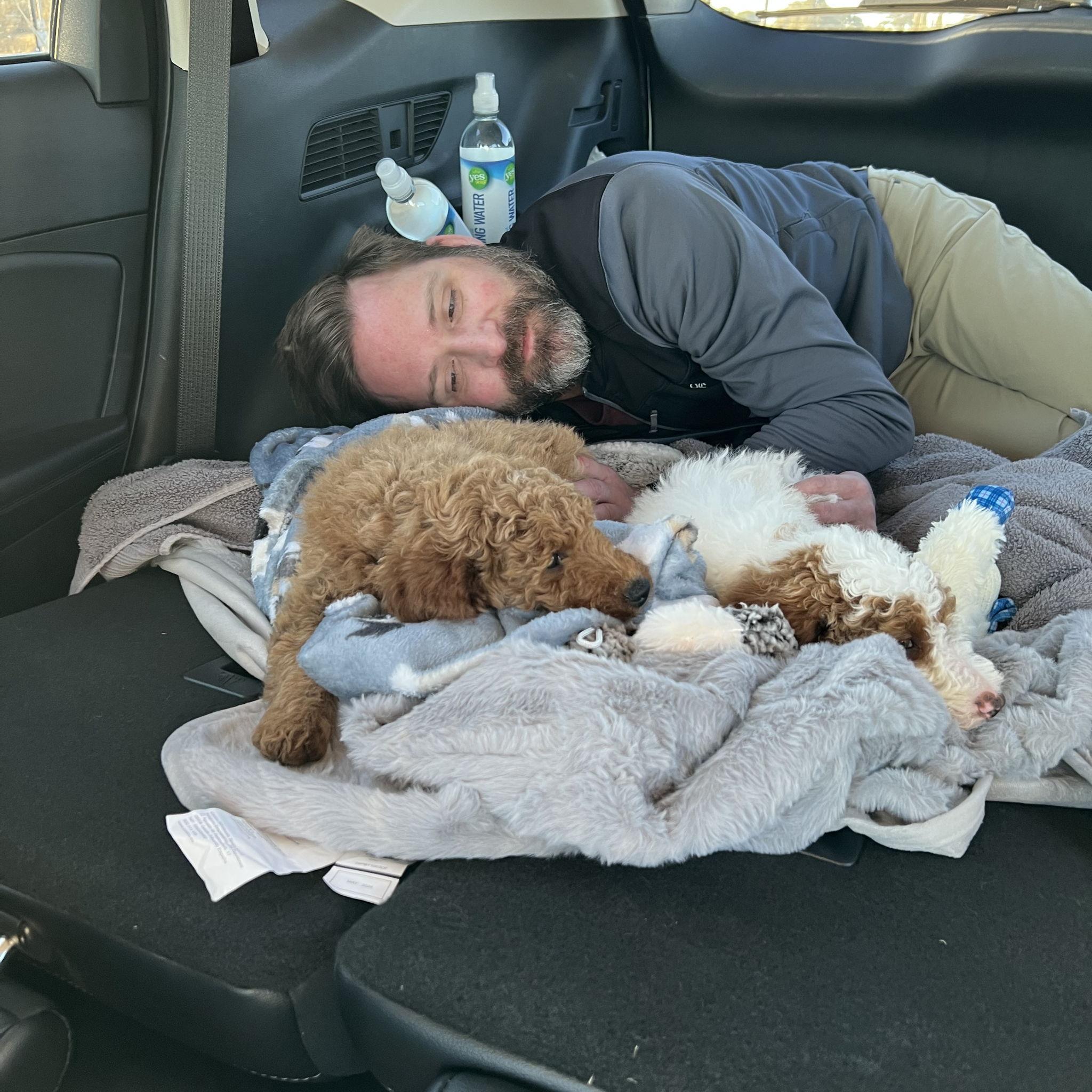 Kyle protecting his boys on the ride home!