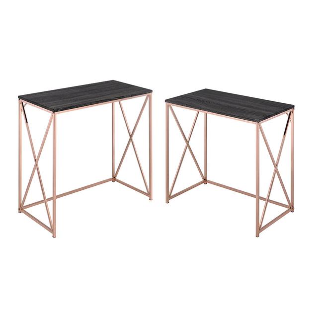 ACME Furniture 90225 Deona 2 Piece Desk Set, Weathered Dark Gray & Rose Copper