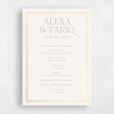 Light Oatmeal, Beige Wedding Program - Teagan Foil
