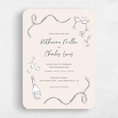 Beige Rounded Wedding Invitation - Hamilton Portrait