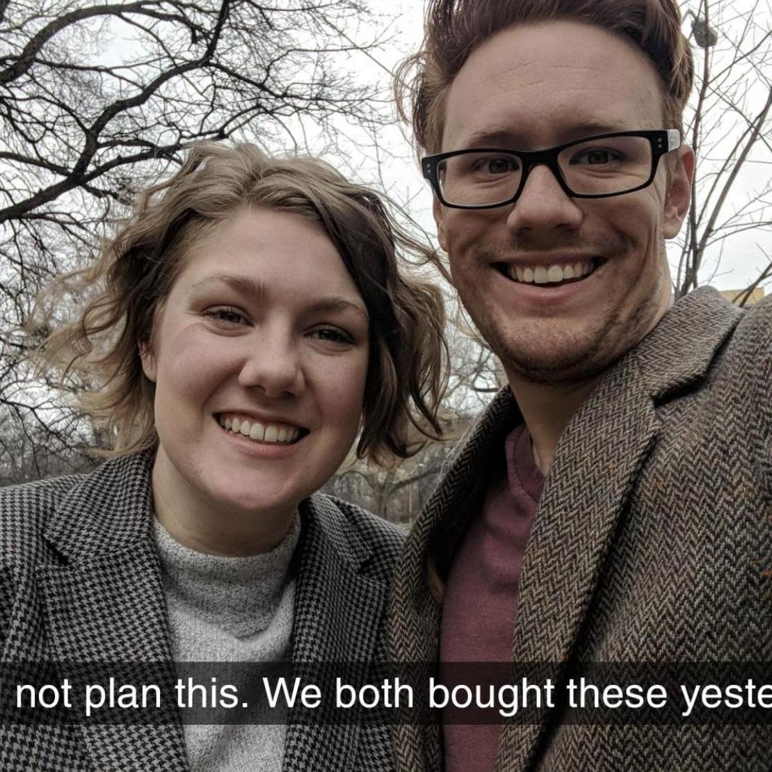 We went out to the Nelson Art Museum for Gwen's Birthday. Dawson showed up on the doorstep to discover they we were wearing coordinating wool blazers they we both bought the day before.