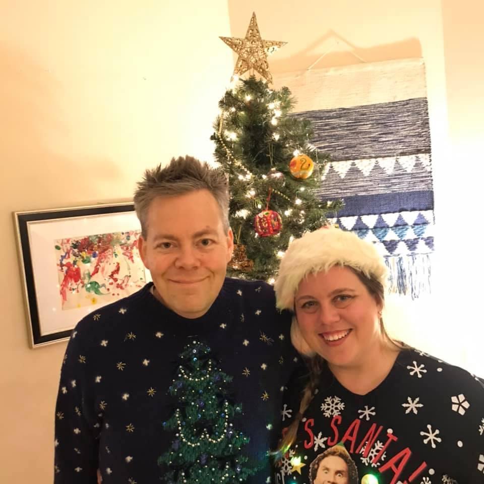 At Carolyn Chipley-Foster's amazing Tacky Christmas Sweater party - 2019.