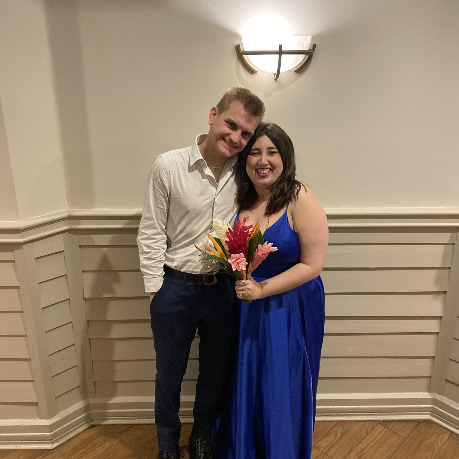 Alanna caught the bouquet at their first wedding together