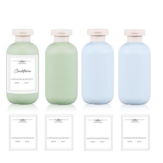 UMETASS 6.8 oz Travel Shampoo Bottles, Refillable Flip Cap Squeeze Bottles for Toiletries, Large Leakage-proof Travel Shampoo and Conditioner Bottles (Blue and Green)