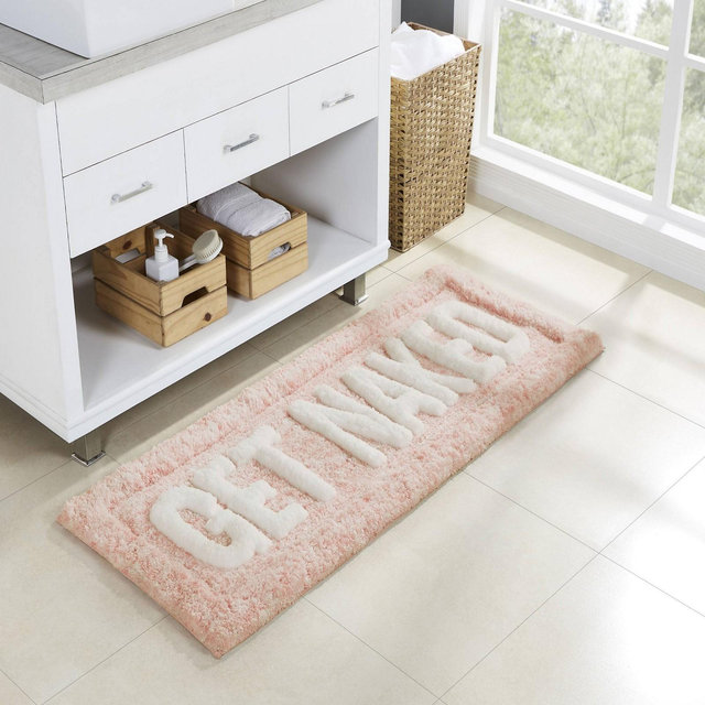 VCNY 24"x60" Home Get Naked Statement Bath Rug Blush