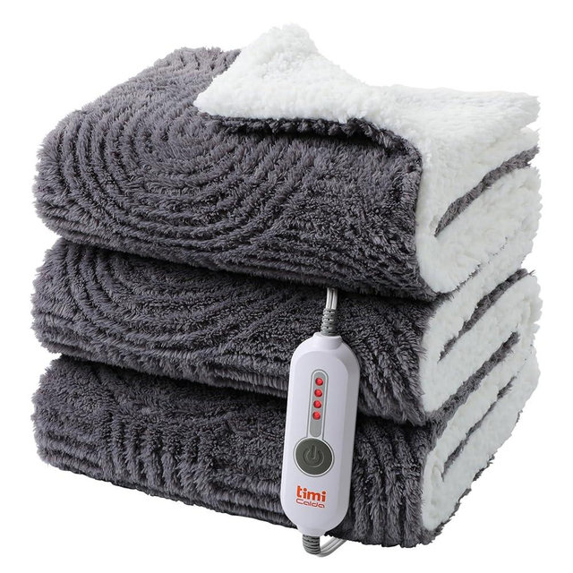 TiMiCalda Heated Blanket Full Size - 72"x84" Cozy Soft Jacquard Heating Blanket with 4 Heat Levels & 10 Hours Auto-Off, Jacquard Fleece, Overheating Protection, Warm Gifts, Grey