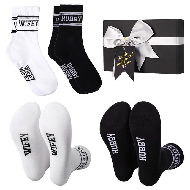 scenicamp Bride Socks for Wedding Day 2 Pairs - Bridal Groom Socks Bride to Be Something Blue Cotton Ankle Sock with Gift Box