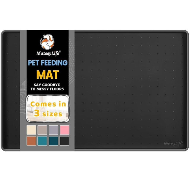 MateeyLife Silicone Cat & Dog Food Mat for Floors Waterproof, Anti-Slip Dog Bowl Mats for Food and Water, Pet Feeding Mats with Lip to Prevent Spills, Pet Placemat for Messy Drinkers to Protect Floors
