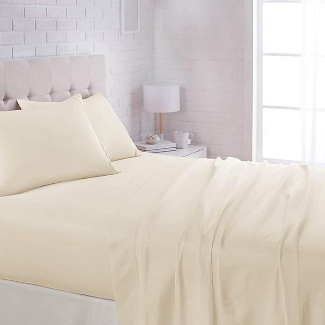 AmazonBasics Lightweight Super Soft Easy Care Microfiber Sheet Set with 16" Deep Pockets - King, Beige