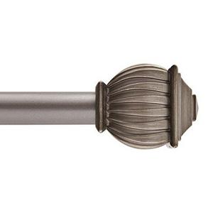 Kenney 5/8" Beckett Decorative Window Curtain Rod, 48-86",  Pewter