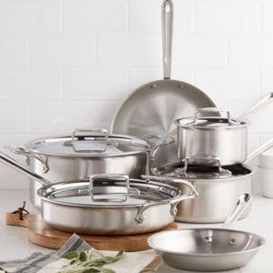 All-Clad - D5 Brushed Stainless Steel 10-Pc. Cookware Set