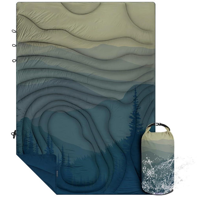 KawaGebo Kamp Camping Blanket Puffy - Outdoor Stadium Blanket Wearable, Lightweight, Packable, Machine Washable Camping Quilt for Traveling, Picnic, Beach, Party