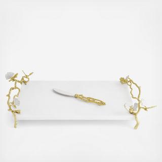 Butterfly Ginkgo Gold Cheese Board with Spreader