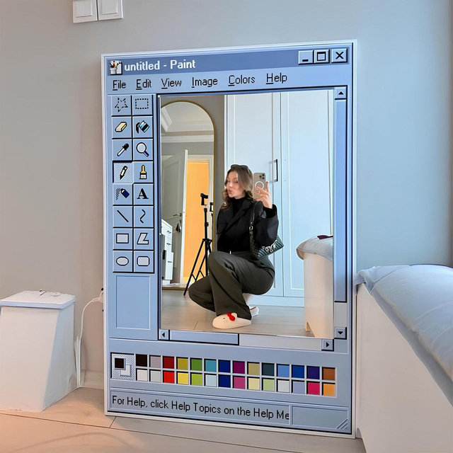 Ms Paint Mirror, Retro Windows Paint Inspired Mirror, Nostalgic Aesthetic Decor, Handmade Pixel Mirror, Paint Mirror, Gift for Designers