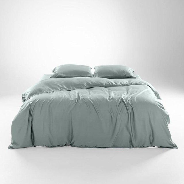 Olive + Crate Tencel Eucalyptus Cooling Duvet Cover Set - Hypoallergenic, Lyocell Tencel Duvet Cover - Temperature Regulating with Hidden Button Closure & Corner Ties - California King [Eucalyptus]