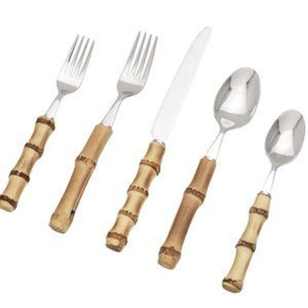 Cambridge Bamboo Handle 20-Piece Flatware Set